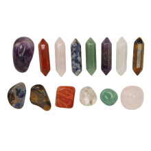 Reiki edelsteen helende kristallen set, zeshoekige kogelvormige natuursteen voor energiebalans, kristallen chakrastenen set ideaal voor