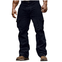 (S) 8 colors autumn and winter men's corduroy wear-resistant casual elastic waist multi-pocket solid color sports pants