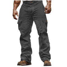 (XXXL) 8 colors autumn and winter men's corduroy wear-resistant casual elastic waist multi-pocket solid color sports pants