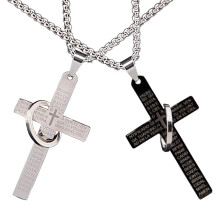Colar com Pingente de Cruz da Fé Cristã, Cruz de Jesus Inspiradora com Versículo Bíblico, Joia Religiosa com Corrente Ajustável e Fecho Lagosta
