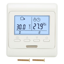 LCD helyiségfűtés-szabályozó továbbfejlesztett biztonsági funkciókkal és automatikus energiatakarékos funkciókkal, lakossági elektromos