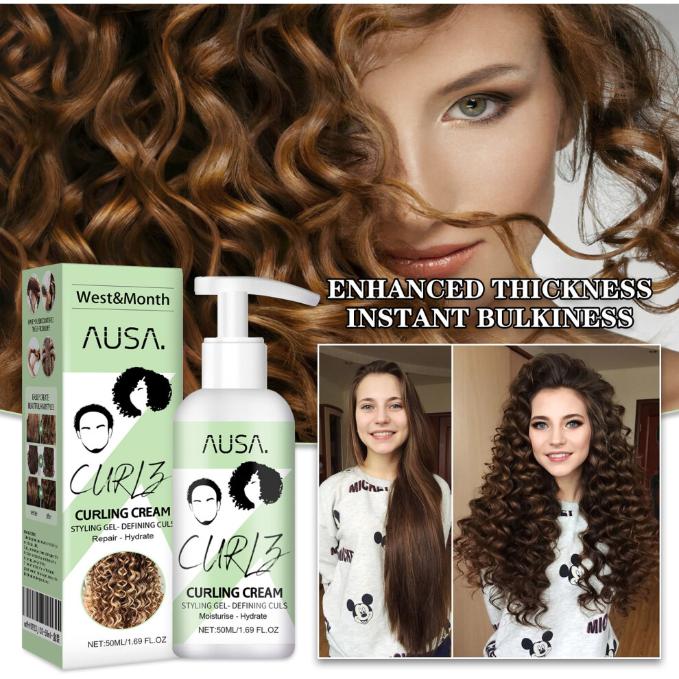 Leatpharkee Hair Curling Cream Styling Gel Fast Hair Volumizing Cream Booster Nourishing Gel
