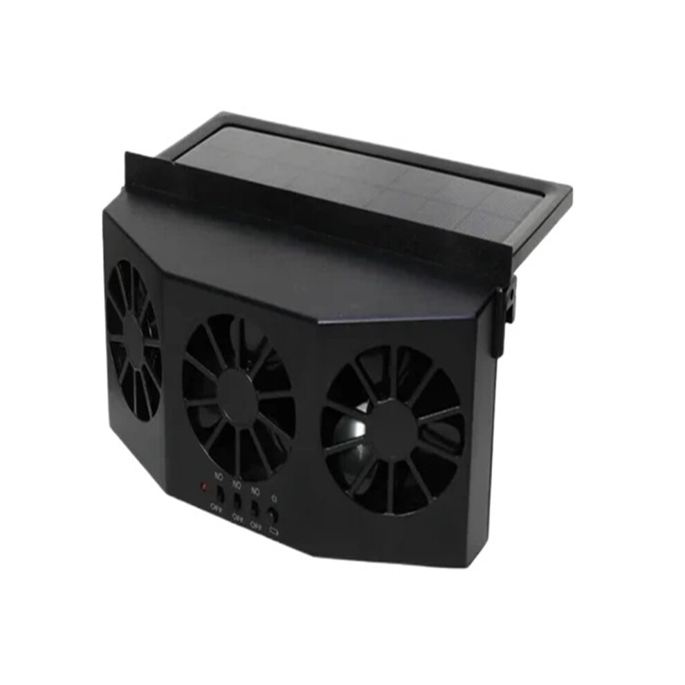 Car Cooling Fan Usb Rechargeable Solar Ventilation With Wind Power And Low Noise 2/3 Head Black 9426802849332