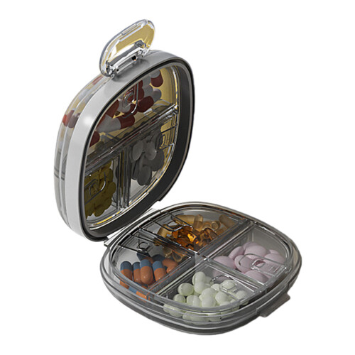 Lightweight 7 Compartment Pills Container-Transparent gray