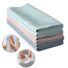 Mikrofiberrengöringsduk med fiskfjällsmönster, mjuka absorberande, glänsande våtservetter för fönster, miljövänliga, återanvändbara,