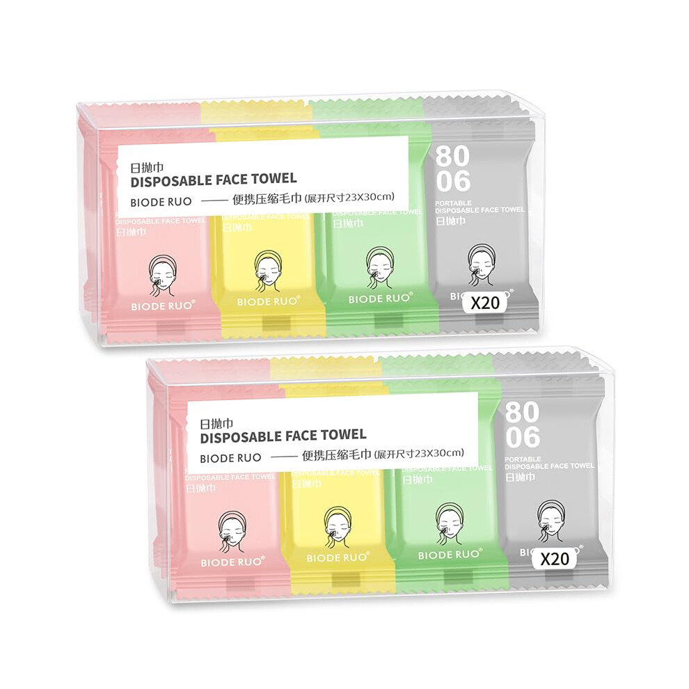 40 Pcs Compressed Face Towels, Instant Expand Travel Washcloths, Reusable Up to 10 Times