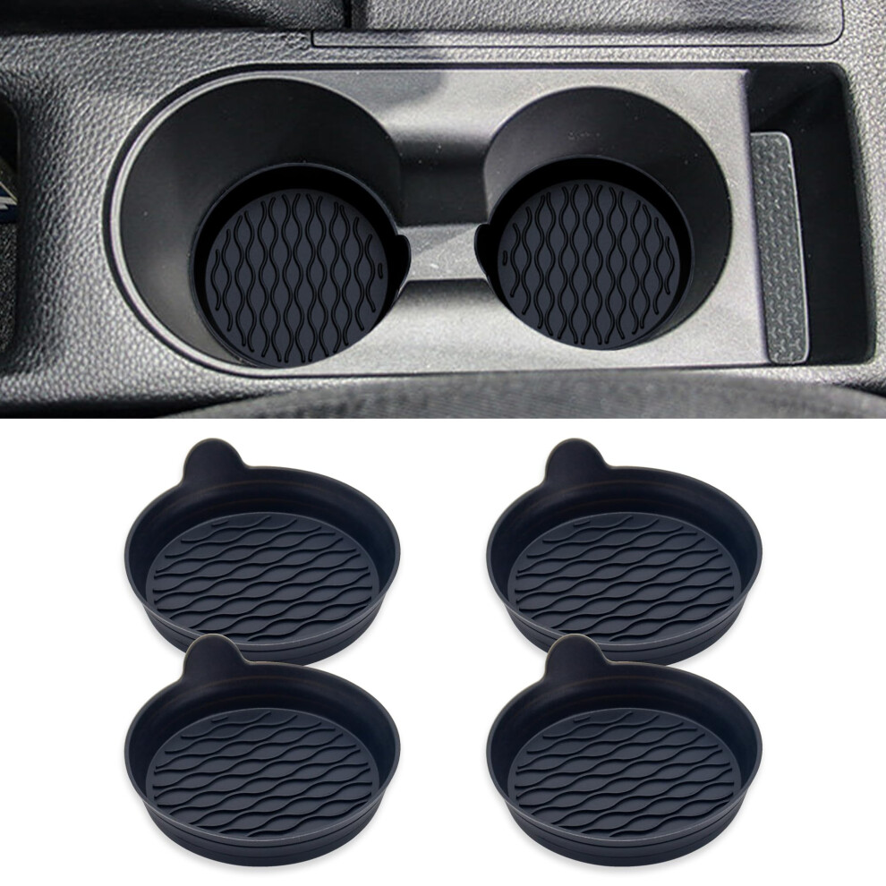 4Pcs Silicone Car Cup Holder Coasters Nonslip Wave Pattern Mats Protect From Spills For Suv Truck Rv Black 9426802849905
