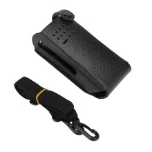 Custodia in pelle per radio Motorola GP328D Design resistente Robusto Resistente all'usura Con gancio a D Clip posteriore Cinturino in nylon Ottima