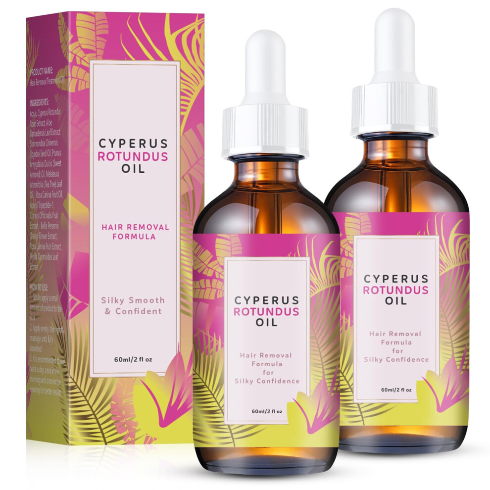 2PCS Natural Cyperus Rotundus Hair Removal Oil, Hair Growth Inhibitor for Smooth Hydrated Skin