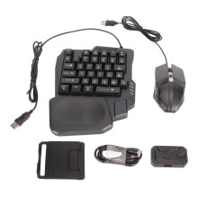 Toetsenbord en muis met achtergrondverlichting, ergonomische muis, half toetsenbord voor gebruik met één hand, sneltoets voor snelle rapportage,
