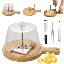 Cheese Curler Wheel with Lid, Elegant Rose Curl Maker for Cheese and Chocolate, NonSlip Base