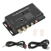 Modulador mini AV a RF UHF. Diseño compacto y construcción duradera. Salida PAL VHF UHF. Canal seleccionable para sistemas CATV locales.