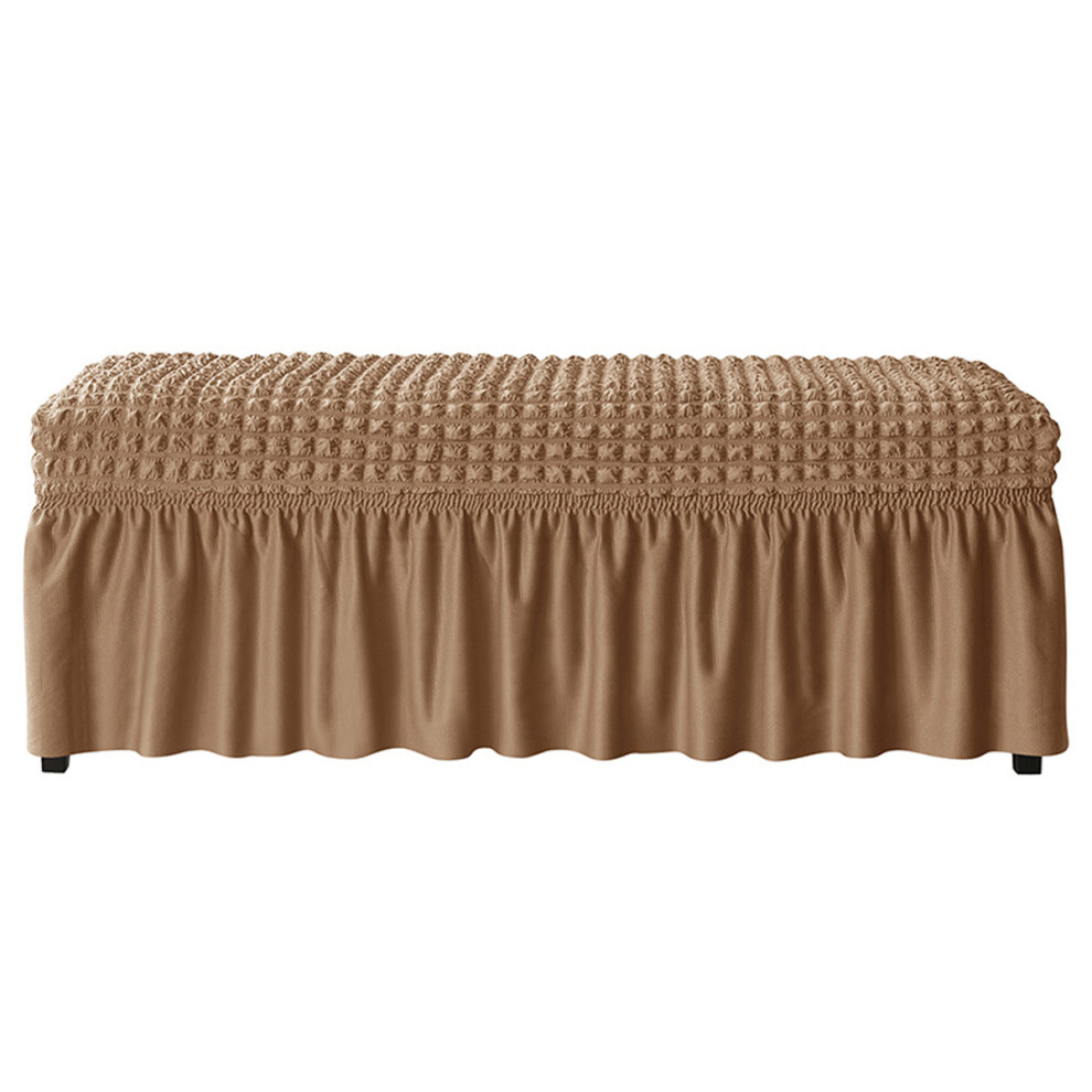 Stretch Fabric Bench Cover with Skirt, Spandex Slipcover for Dining Bench Protector Rectangle Elastic Seat Cover with Elegant Skirt Design, Full Prote