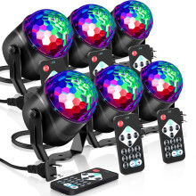 6 Pack Disco Party Lights RGB Sound Activated with Remote, 7 Modes LED DJ Stage Lights for Weddings and Events