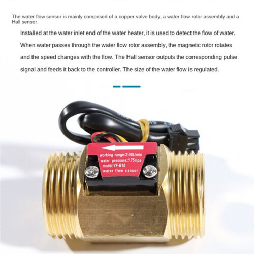 Water Flow Sensor Hall Flow Meter 1 Inch External Wire Copper Water Flow Sensor Turbine Flow Meter 2