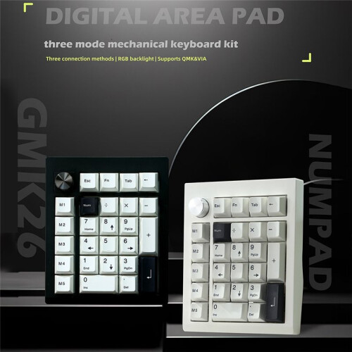 GMK26  Mechanical Keyboard 5.0/2.4ghz/Wired Hot Swappable Numpad Programmable for Win/ Support QMK/VIA White 1