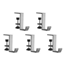 5 Pcs Single-Layer Locking Table Hook Student Bag Hook Office Desk Mobile Bag Hook Desk Side Table Hook Silver Gray