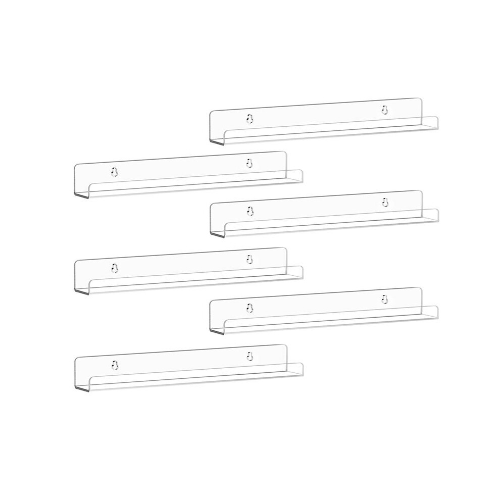 Typecat Record Shelf Wall Mount, 12 Inch Clear Acrylic Album Record Holder Display, Floating Shelves For Wall, Magazine Shelf
