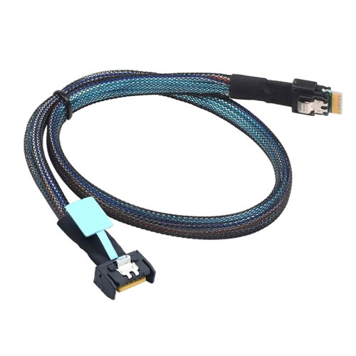Gen5 MCIO Slimline SFF-8654 4i to SFF-8654 4i Cable Braided Cord Wire for Server Data Cable Connection Cable 1