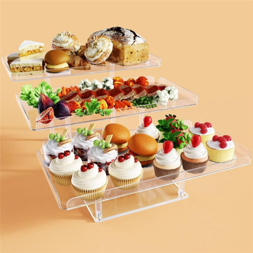 3 Tier Acrylic Display Riser Shelf Display Stand,Dessert Cupcakes Stand Makeup Perfume Holder Style B 1