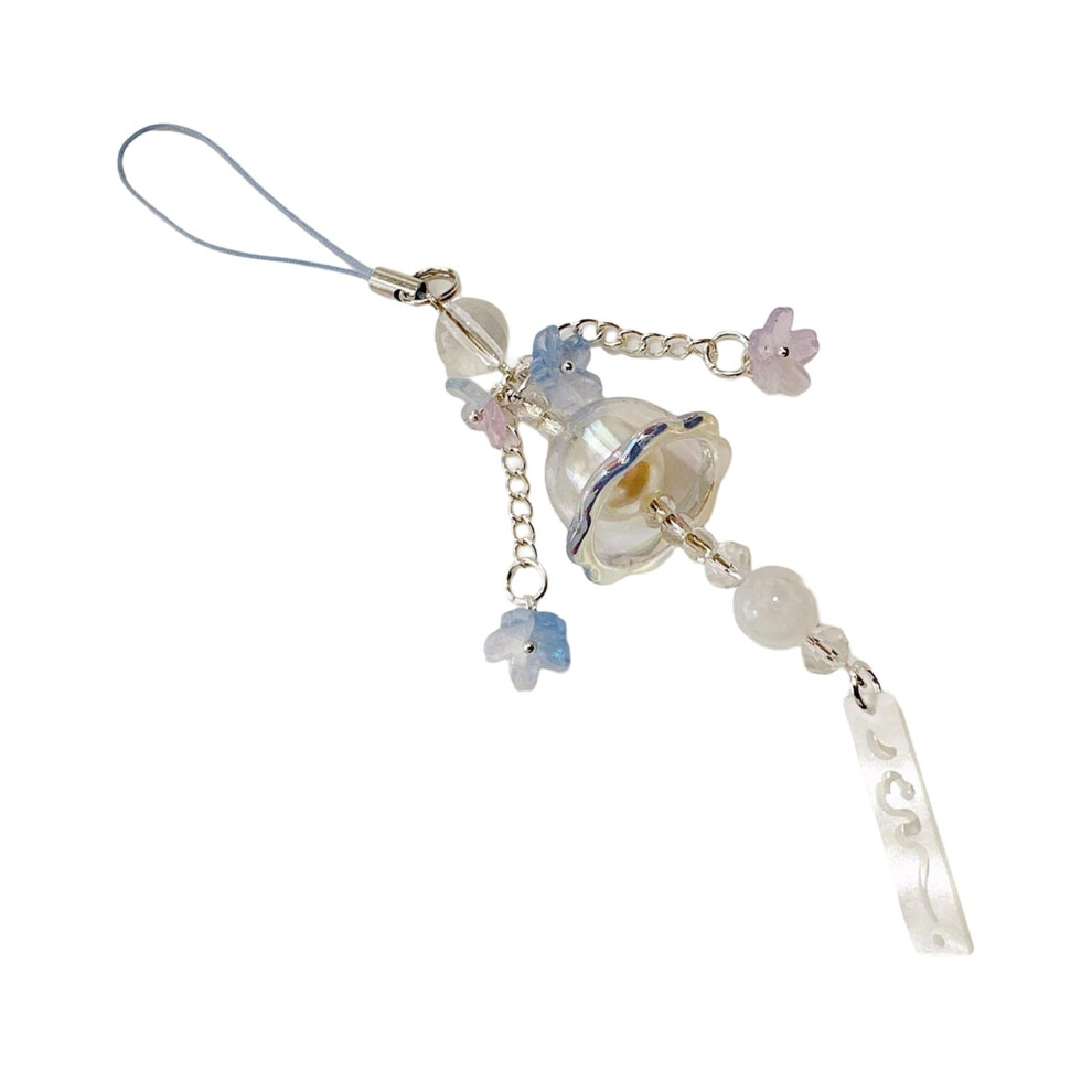 Jellyfish Phone Charm With Wind Chimes Pendant, Elegant Acrylic Strap For Bag Or Car Ornament Blue 9426802850529