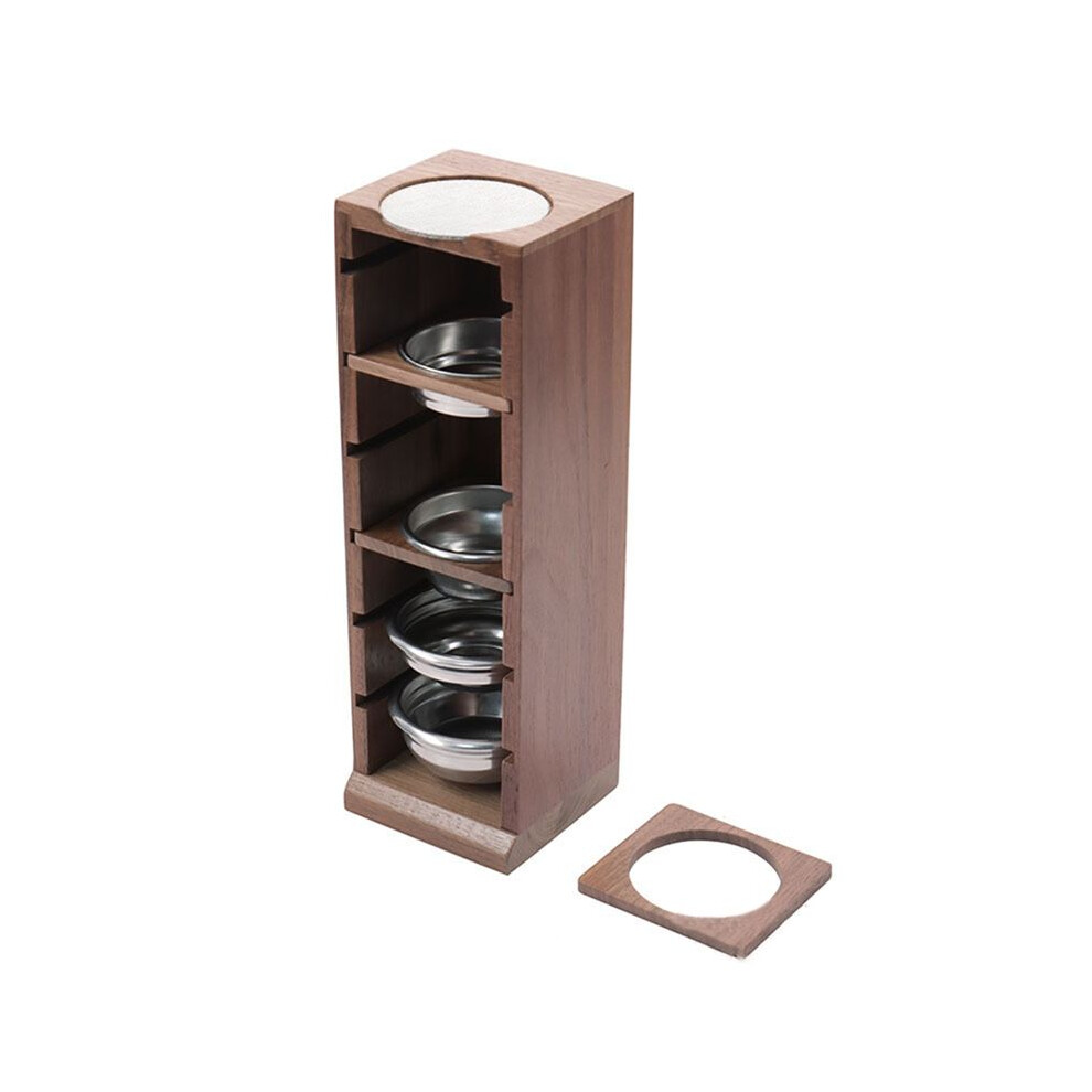 Espresso Coffee Filter Holder - Walnut, Coffee Powder Bowl Storage Rack, Espresso Handle Basket Storage Rack B Black 6134214636510