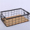 Double-Ear Rectangular Kitchen Storage Basket Handle Basket Wrought Iron Basket Solid Wood Bottom Fruit Basket 4