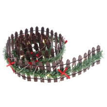 Clôture de Jardin Clôture de Noël Accessoires de Jardin Féérique en Bois avec Lumière LED Décoration de Fête pour Village