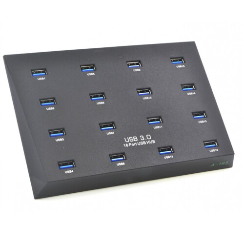 A-163 25W Powered Super Data Speed 5Gbps 16  USB3.0 Duplicator Hub USB Flash Driver Copier EU PLUG
