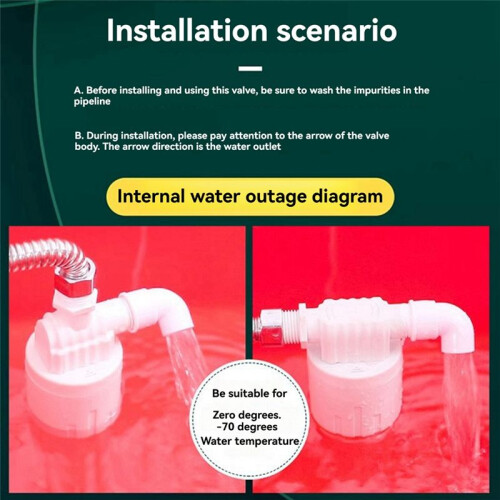 2pcs Automatic Float Valve Water Level Control  Horizontal Inflow Installed Inside Tower Tank Side Water Inlet 2