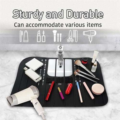 Foldable Sink Cover Mat Space Saving Bathroom Organizer Makeup Brush Cleaning Mat B 2