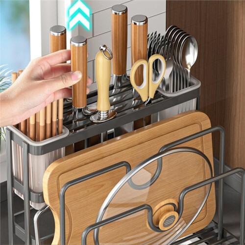 Kitchen Storage Shelf MultiFunction Kitchen Stand Holder Sink Storage Rack Steel Soap Holder Towel Rack White 2