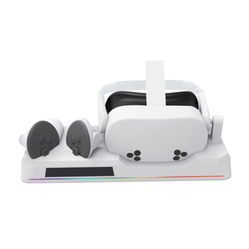 Charging Dock Quick Charging Station with Colorful Lights VR Headset Controller Charging Dock for Meta Quest 3S VR 2