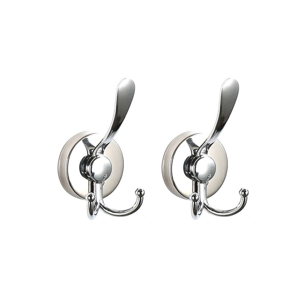 2Pcs Stainless Steel Sucker Double Hook Punch-Free Powerful Sucker Hook Reusable Rust-Proof Clothes Hook Silver 6133165936038