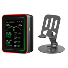 Tuya WiFi 15 in 1 Air Quality Detector Household Portable AQI PM0.3 PM1.0 PM2.5 PM10 CO CO2 TVOC HCHO Tester WithMount,B