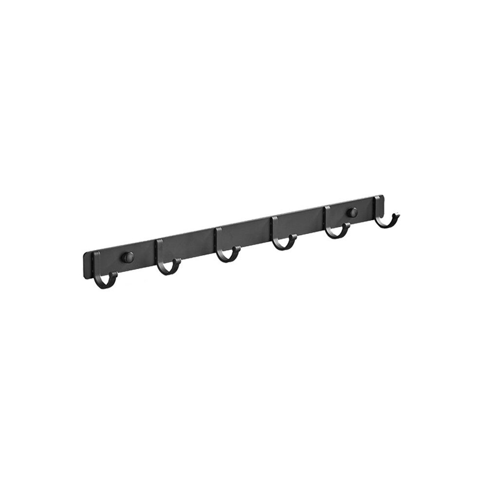 2Pcs 6 Hook Kitchen Punch-Free Hook Nordic Space Aluminium Single Hook Simple Coat Hook Wall Hook. 6 Hooks Black 4711041488011