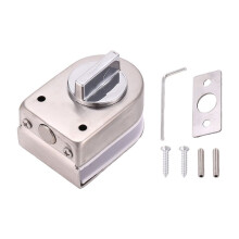 Glass Sliding Door Lock Non-Apertured Stainless Steel Glass Door Lock for Shower Room Bathroom Accessories