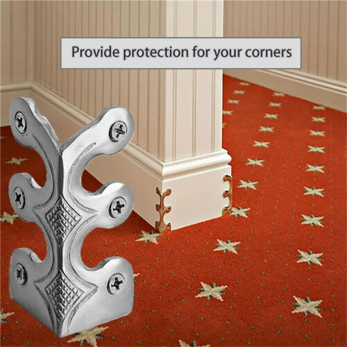 10PC Skiffers Baseboard Corner Protectors,Solid Brass Skirting Board Protectors,Baseboard Corner Protectors Silver 2