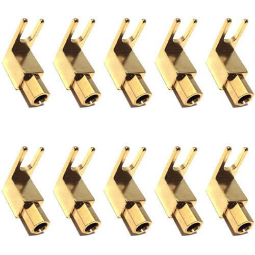 Right Angle Spade Fork & Binding Post - 4mm Banana Plug Socket - Spade Fork Connector for Speaker & Power & Amp(10 Pack) 1