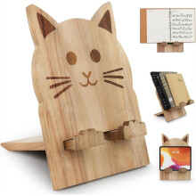 Holz-Kochbuchständer für die Küchentheke, Rezepthalter in Katzenform, Bücherregalstütze, Notenablage