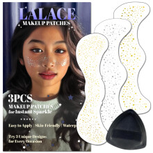 Waterproof Face Glitter Freckle Stickers Gold Shimmer Tattoos for Festival Makeup 3pcs Silver Star