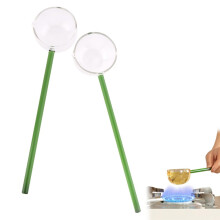 Glass Soup Ladle Set 2 Pack Borosilicate Heat Resistant with Long Handle Open Flame Safe Green