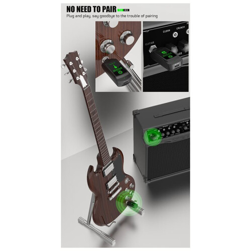 2.4G Wireless Microphone Transmitter Receiver System for Dynamic Microphone Guitar Audio Mixer PA System Audio Pickup A 2