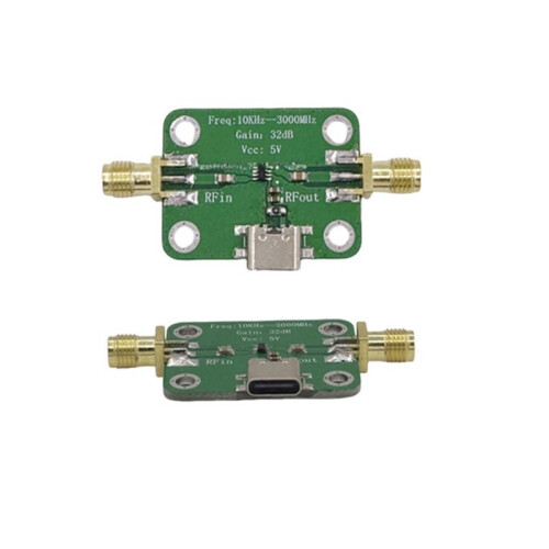 10KHz-3GHz Low Noise Medium Power LNA RF Broadband Amplifier Module Type-C Interface 32dB Gain 2