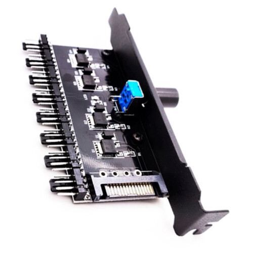 PCI Fan Speed Controller, Powered 8 Fan Hub,PWM CPU Radiator Case Cooler Temperature Control 1