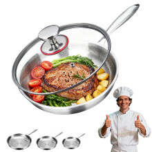 Titanium Frying Pan 28cm with Lid, Hammered NonStick, Even Heating, ScratchResistant for All Cooktops