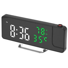 Multifunktionale Uhr mit Temperatur- und Luftfeuchtigkeitsanzeige, LED-Spiegeluhr mit Datenprojektion (Grün)