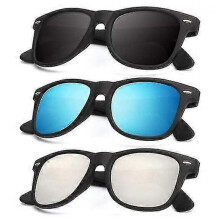 (Normal, COLOR 12) Polarized Sunglasses For Men And Women Matte Finish Sun Glasses Color Mirror Lens 100% Uv Blocking (3 Pack)