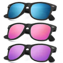 (Normal, COLOR 26) Polarized Sunglasses For Men And Women Matte Finish Sun Glasses Color Mirror Lens 100% Uv Blocking (3 Pack)