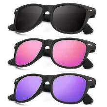 (Normal, COLOR 20) Polarized Sunglasses For Men And Women Matte Finish Sun Glasses Color Mirror Lens 100% Uv Blocking (3 Pack)